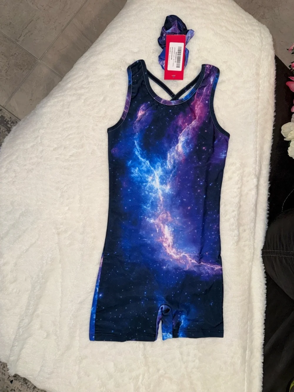Kids Galaxy Print One-Piece Swim Suit - Blue Purple Size 6-7 Years